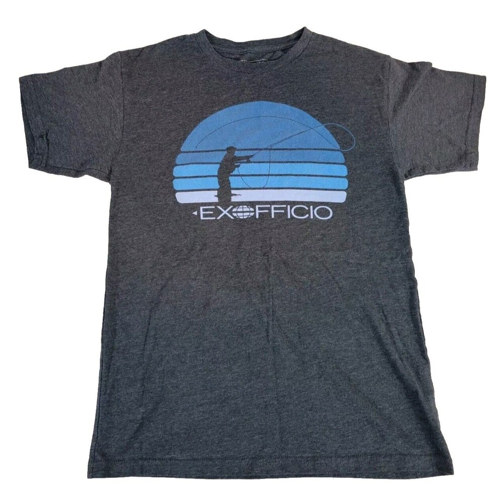 Exofficio Thread T Shirt Fly Fishing Size Small Dark Gray
